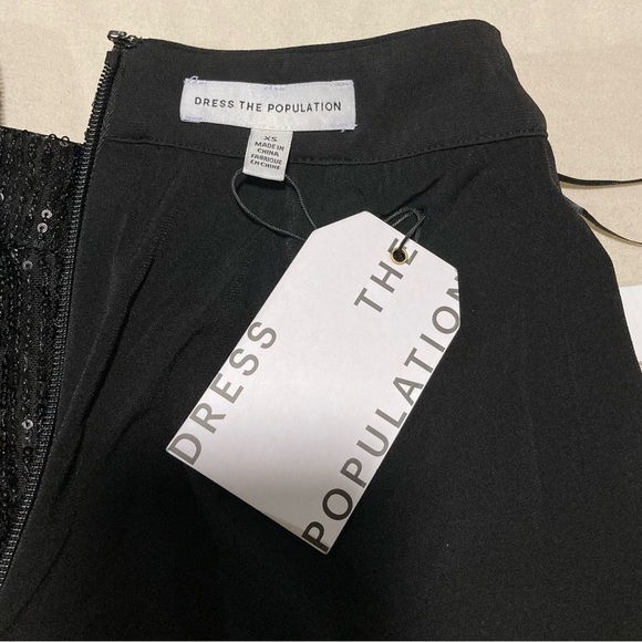 NWT Dress the Population Black Sequined Wide Leg Dina Pant | Inseam 32.5 - Picture 7 of 15